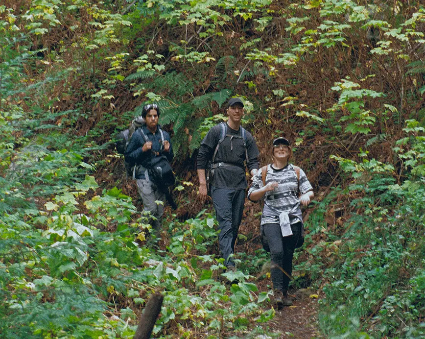 Team hiking trail